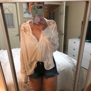 NWT Free People boho crochet cut out flowy top